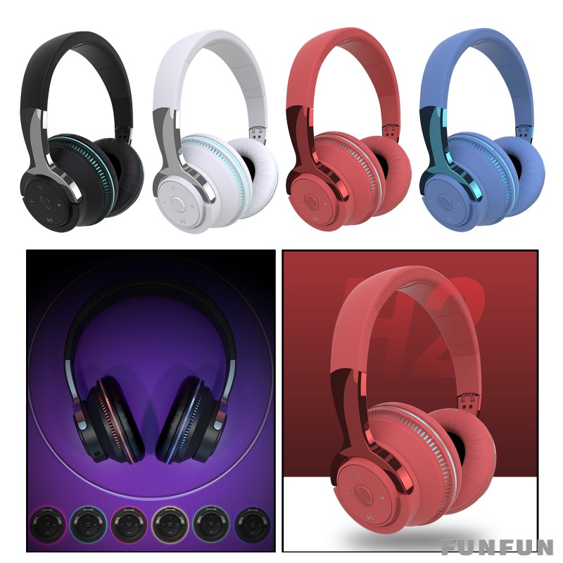Tai Nghe Chụp Tai H2 Bluetooth Không Dây Có Đèn Led Chống Ồn Tích Hợp Mic Cho Điện Thoại / Pc