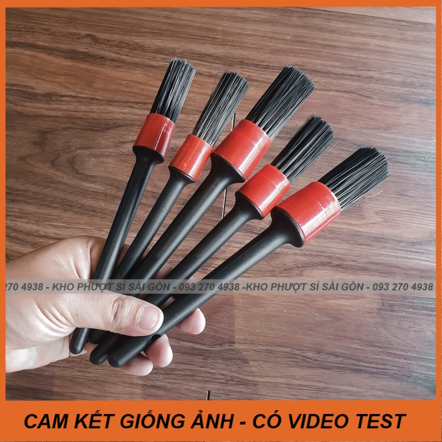Bộ cọ 5 cây cho biker chăm sóc rửa xe máy đa năng chuyên nghiệp - Bộ chổi lông heo chà rửa