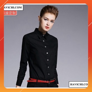 Áo Sơ Mi Nữ Đen Công Sở Thoáng Mát Mềm Mịn