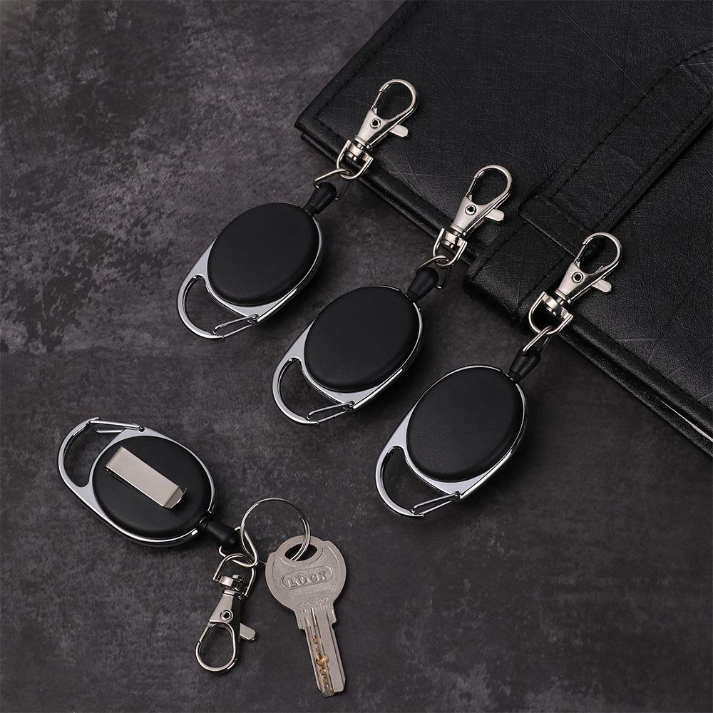 LEISURE Set 1 / 2 / 4 Móc Khóa Bảo Vệ Dây Thắt Lưng Bằng Thép Không Gỉ Có Thể Thu Gọn