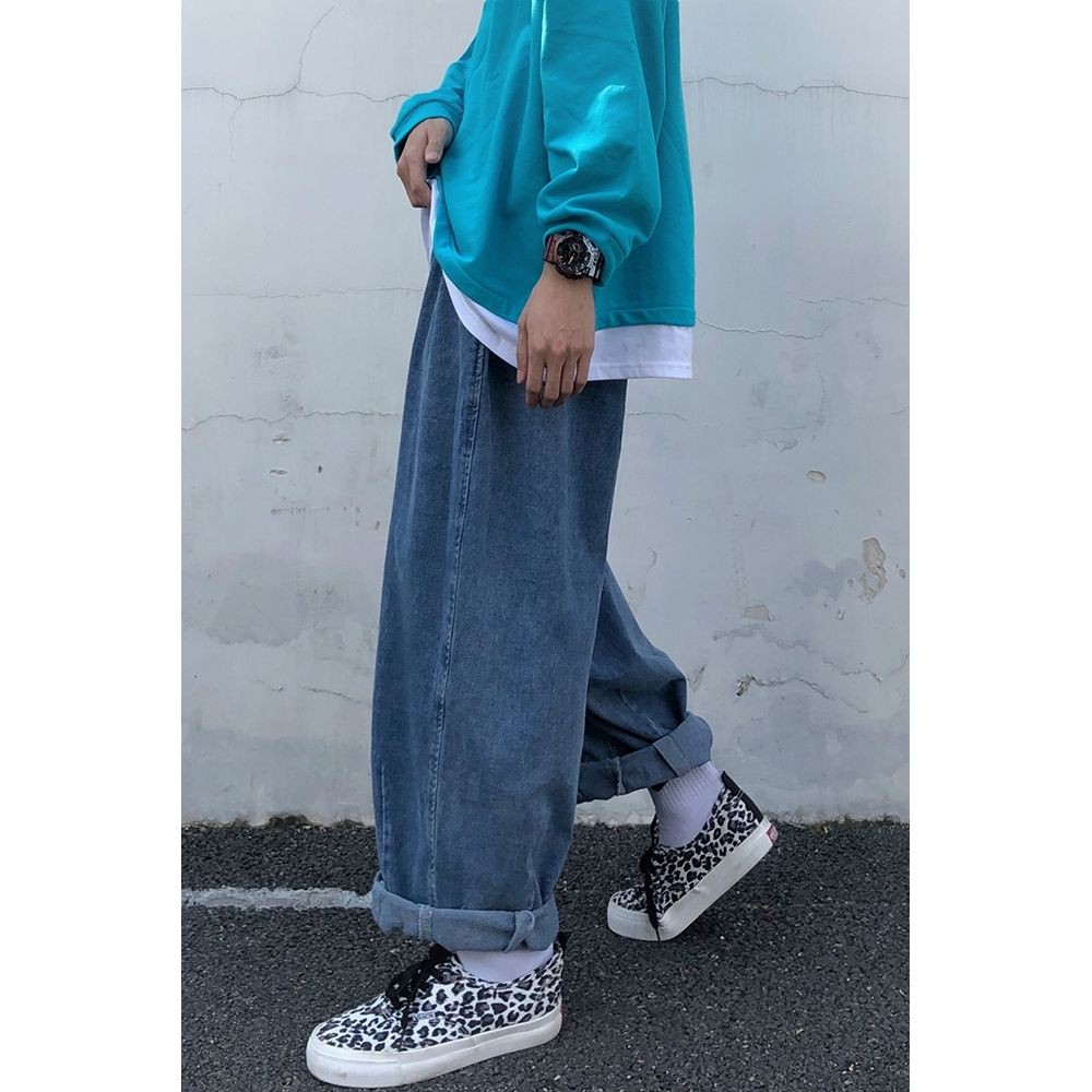 Men jeans Wide Leg denim pant Loose Straight Baggy men's jeans Streetwear Hip Hop casual Skateboard pants S-5XL Neutral trousers Korean fashion Japanese jeans men's fashion brand loose wide leg knickerbockers