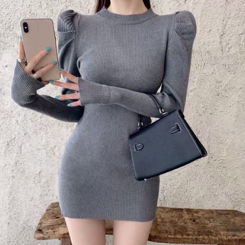 Đầm Body TD Cổ 5p Vai Xếp Bồng - DZ12