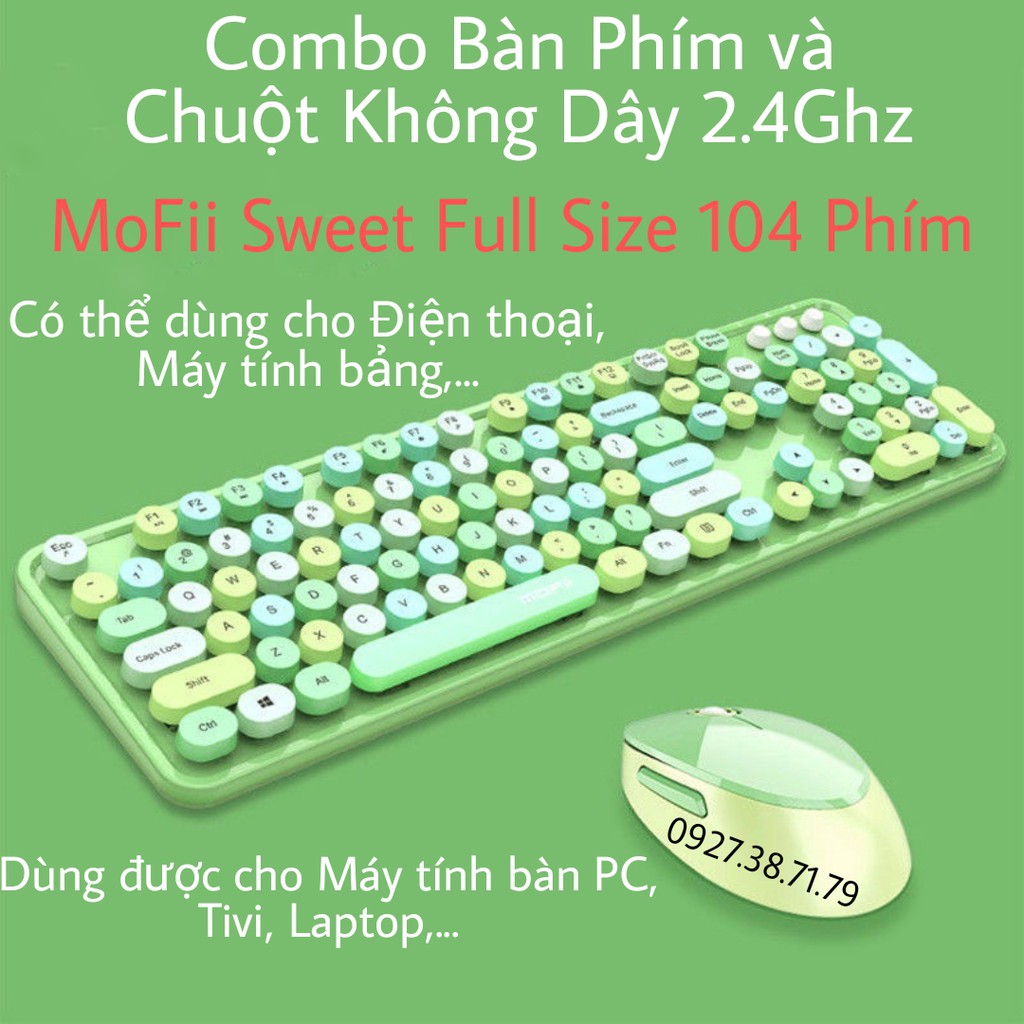 Combo bàn phím giả cơ và chuột không dây MoFii Sweet - MoFii N720 - Dùg cho Máy tính bàn, Laptop, Tivi, Điện thoại, iPad