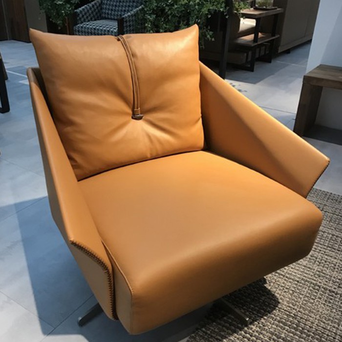 Ghế Sofa Thư Giãn Bọc Da PU Cao Cấp Chan Xoay, Ghế Tựa Lưng Có Tay Vịn Chân Kim Loại Mới Nhất 2021