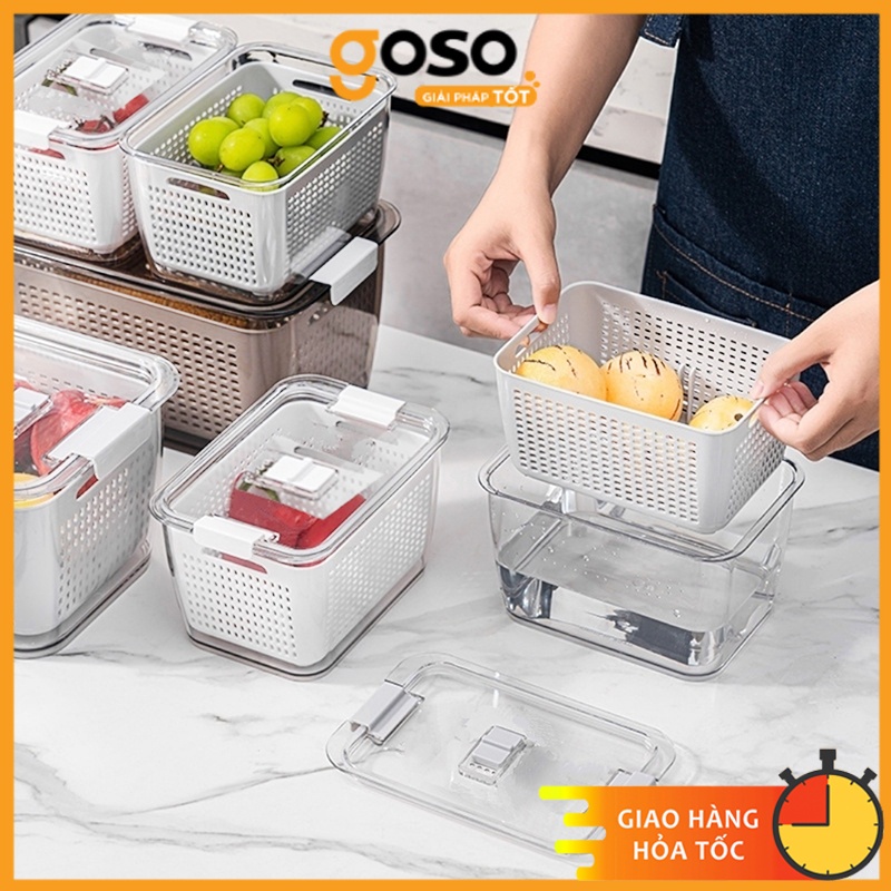 Bộ 2 Hộp Nhựa Kèm Rổ Bảo Quản Thực Phẩm VIỆT NHẬT 6588-6589