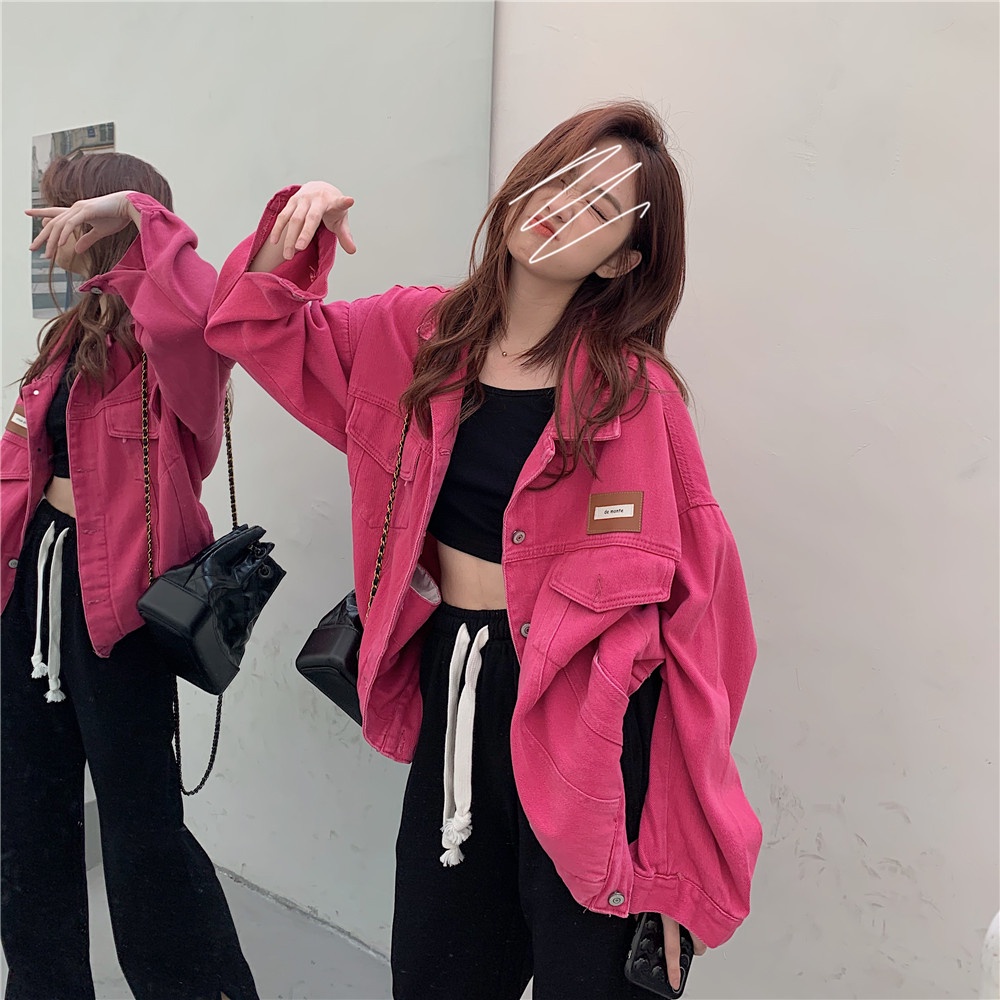 Áo Khoác denim Dáng Rộng Phong Cách retro Mỹ Thời Trang Mùa Thu Dành Cho Nữ