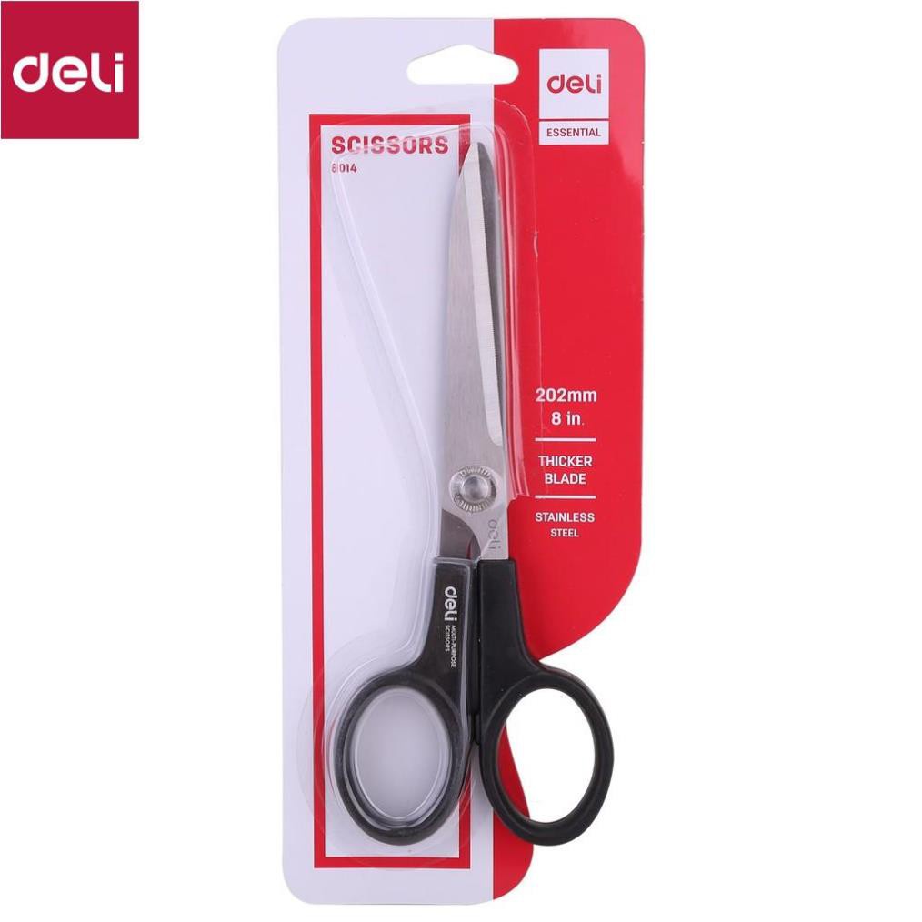 Kéo văn phòng 220mm Deli, Đen/Vàng - 1 chiếc - E6014