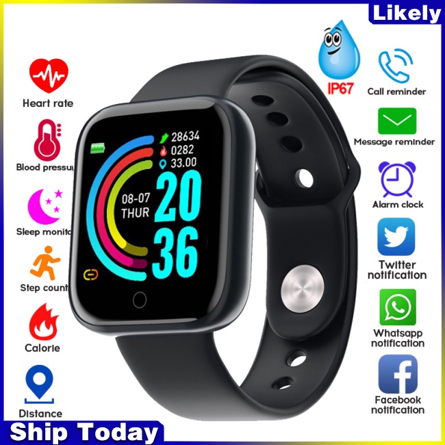 Đồng Hồ Thông Minh Chống Thấm Nước Y68 Bluetooth Hỗ Trợ Theo Dõi Nhịp Tim Cho iPhone Xiaomi