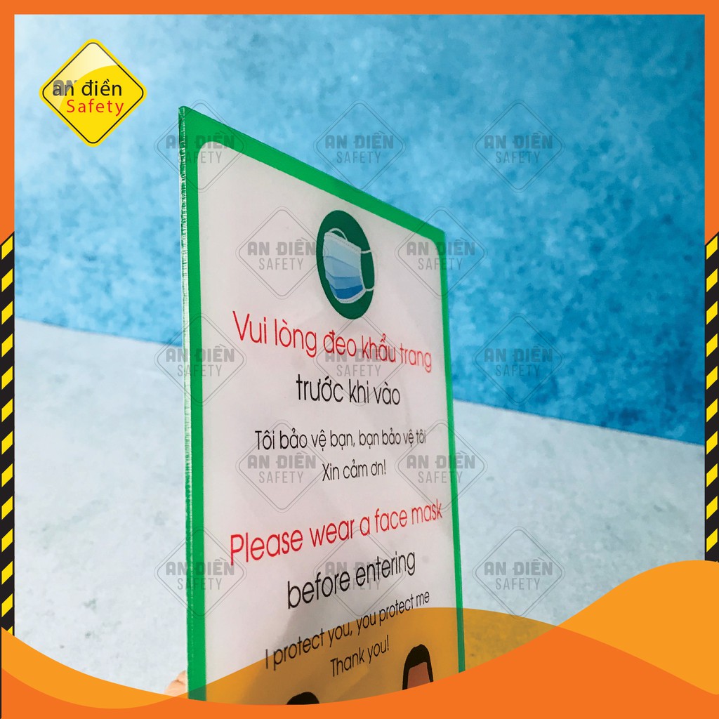 Biển báo Vui Lòng Đeo khẩu trang trước khi vào - Please Wear a Face Mask Before Entering