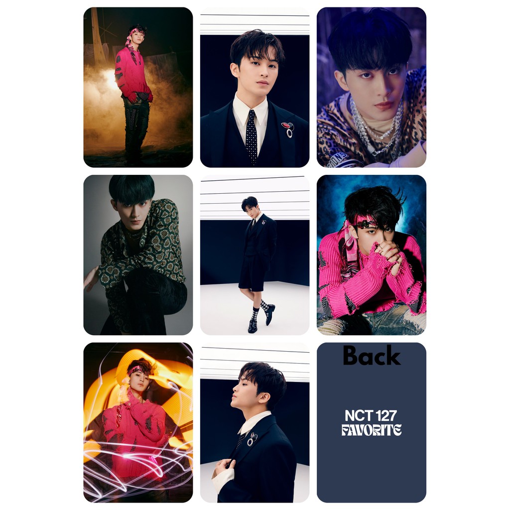 Set 8 Card giấy bo góc 2 mặt NCT 127 - FAVORITE cán màng mờ