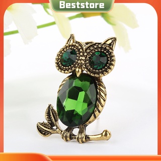 <BSTO> Huy hiệu cài áo hình cú mèo đính đá phong cách retro