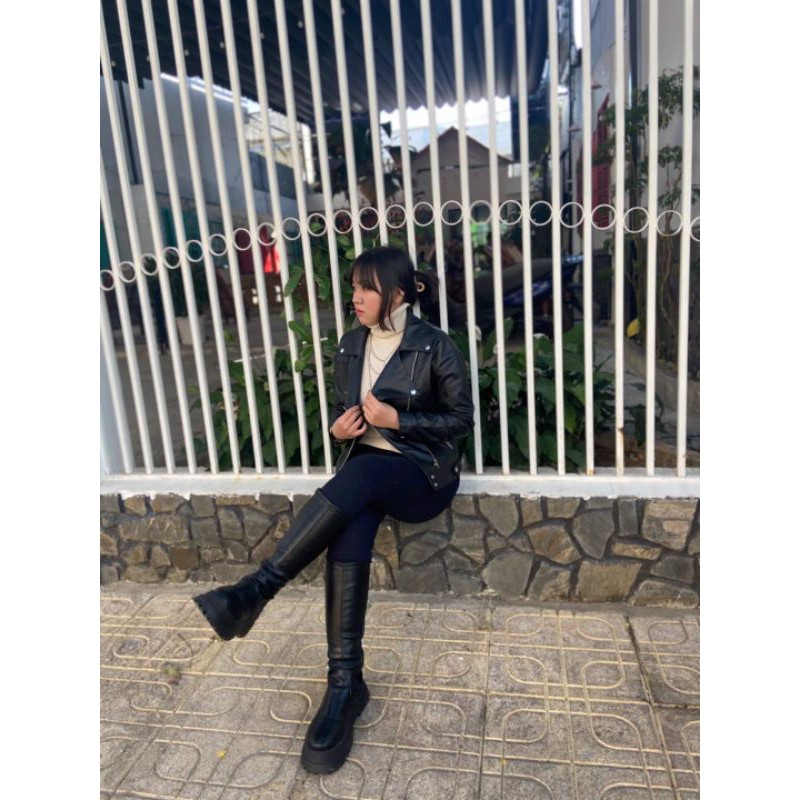 (SẴN MỘT SỐ SIZE) BỐT ĐÙI CỔ CAO TRƠN KÉO KHÓA ĐẾ CAO 5CM - PLATFORM ZIP BOOT | BigBuy360 - bigbuy360.vn