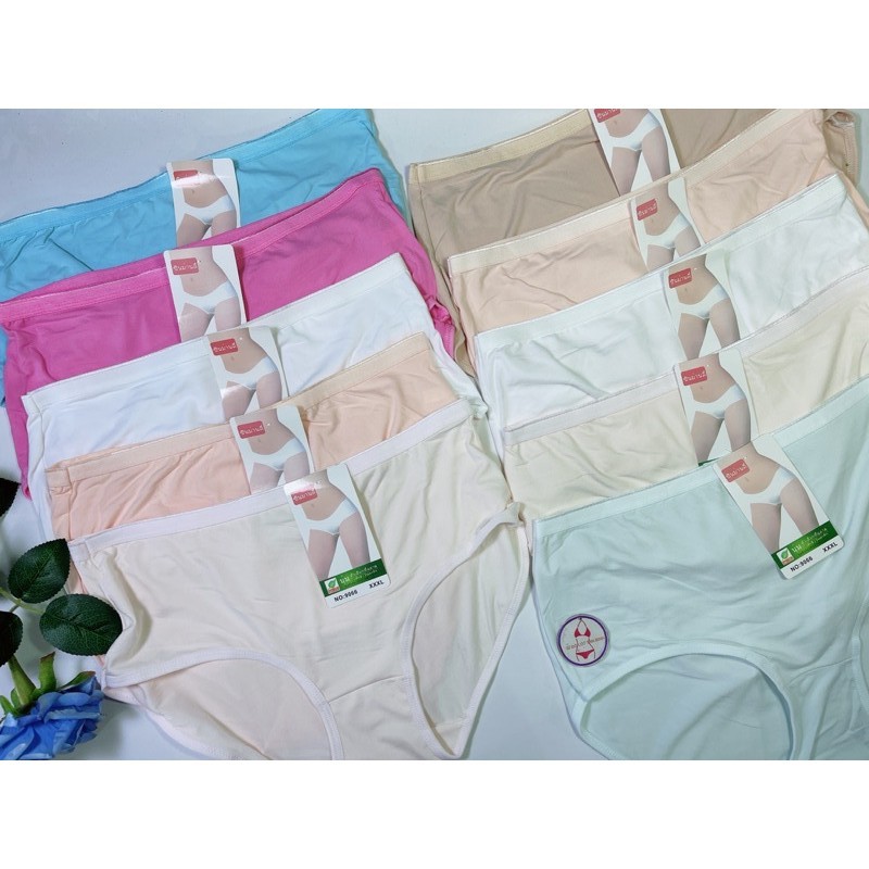 Quần lót nữ cotton 9066 có size lớn 80kg lưng cao thấm hút mồ hôi set 10 cái