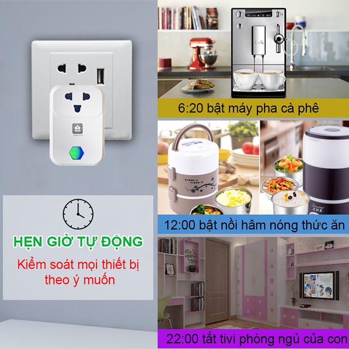 Ổ cắm thông minh - Hunonic SK01 4000W - Điều khiển từ xa bằng điện thoại qua wifi - Hàng chính hãng - Bảo hành 12 tháng
