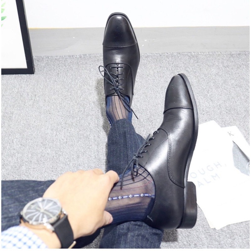Vớ nam công sở màu xanh đen cổ cao sheer socks sheersocks