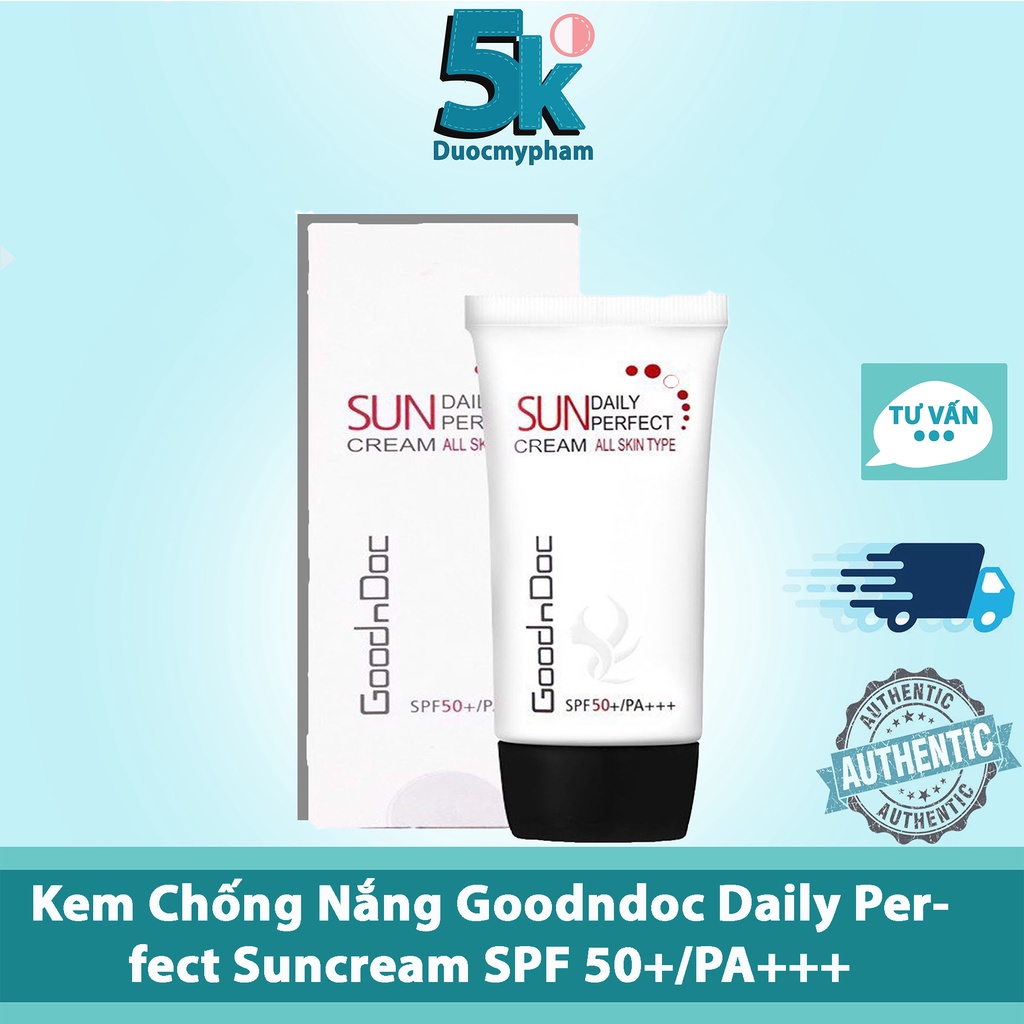 Kem Chống nắng Dưỡng Sáng Da Ngừa Lão Hóa 3 in 1 Goodndoc Daily Perfect Suncream SPF 50+/PA+++ 50ml