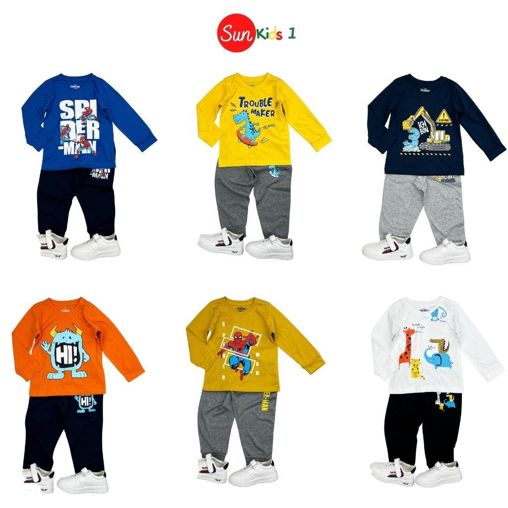 Quần áo thu đông cho bé trai, đồ bộ dài tay cho bé, chất cotton, size 2-7 - SUNKIDS1