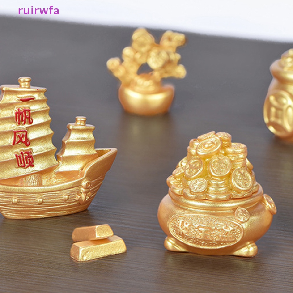 Ruirwfa Phụ Kiện Resin Thủ Công Màu Vàng Đồng Hình Cây Bầu Năm Mới DIY