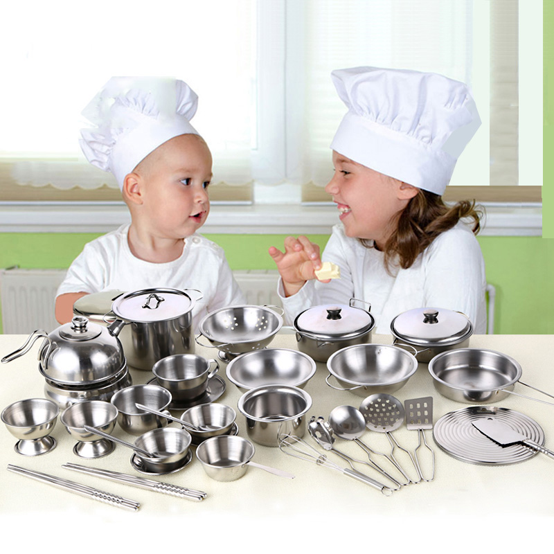 Bộ đồ chơi nấu ăn nhà bếp mini chất liệu Inox không gỉ 25 chi tiết cho bé