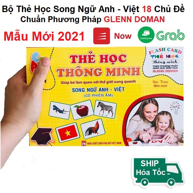 Bộ Thẻ Học Thông Minh 18 Chủ Đề loại to song ngữ tiếng Anh loại chuẩn Glenn Doman Flashcard cho bé từ 0-6 tuổi Mẫu Mới