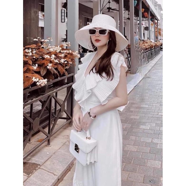 Đầm maxi xoè trắng | đầm maxi dài | váy maxi dập ly | váy trắng sang trọng đi biển đi chơi dạo phố N110 | BigBuy360 - bigbuy360.vn