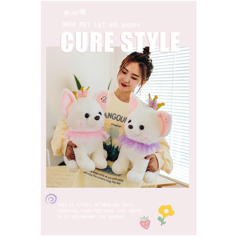 Thú Nhồi Bông Hình Chú Chó Đội Vương Miện Siêu Mềm Dễ Thương Cho Bé Gái