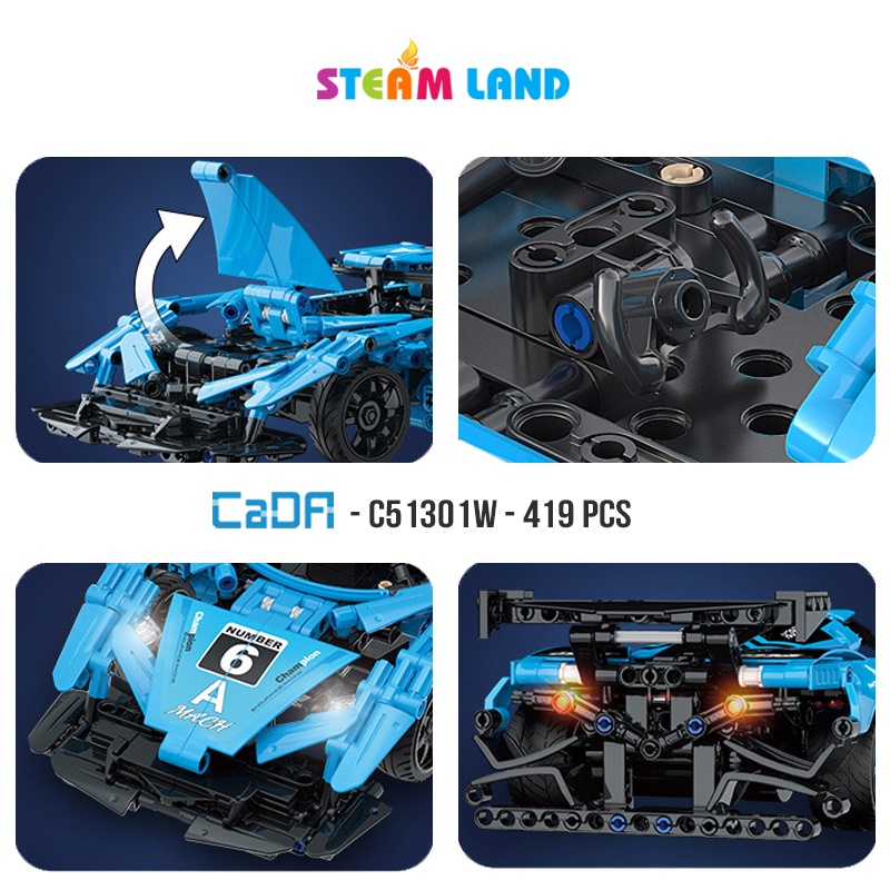 Đồ chơi lắp ráp điều khiển Xe thể thao Helios - CADA C51301W -STEAM-toys
