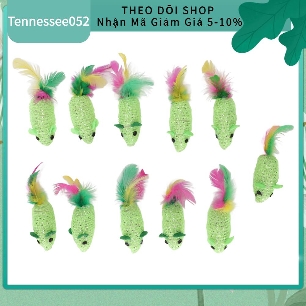 Tennessee052 11 cái Mice Cat Toy Đa dụng Squeaky Tương tác Mèo Đồ chơi Chuột cho và con Màu xanh lá cây