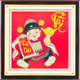 Tranh Thêu Chữ Thập Thần Tài Phát Tài 222714 (KHÁCH TỰ THÊU) KT:36X36CM
