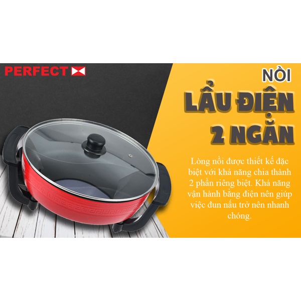 Nồi Lẩu Điện Đa Năng 2 Ngăn Perfect PF-A2N Chống Dính 5L 1360W - Hàng Chính Hãng (Bảo Hành 12 Tháng)