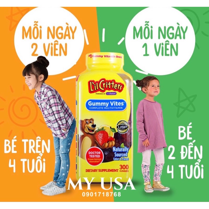 [Hàng Mỹ] Kẹo dẻo Vitamin Lilcritters 300 viên