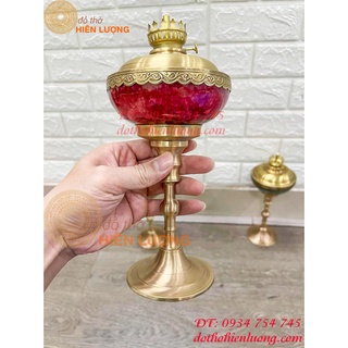 Đèn dầu bằng đồng bọc đá Cao 40cm cả bóng (1 cái)