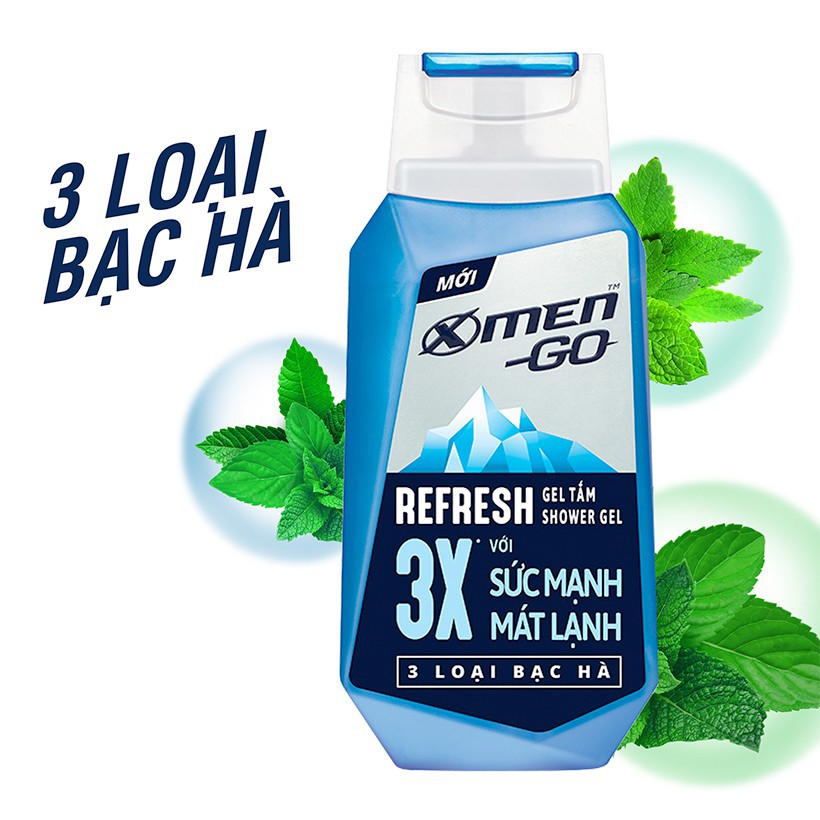 GIÁ SỐC -   Sữa tắm X-Men Go REFRESH 3 Loại Bạc Hà 370G - Chính Hãng