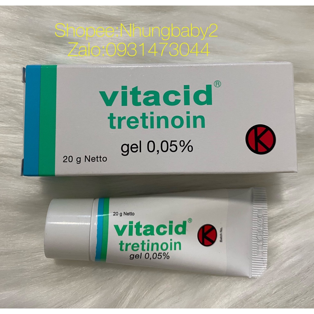 Vitacid Tretinoin Gel 0,025%.0,05%.0,1% xóa mụn và chống lão hóa da