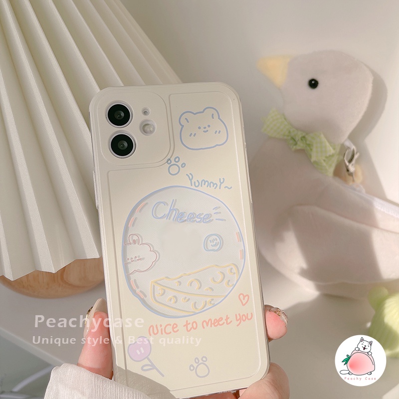 Ốp điện thoại TPU dẻo trong suốt họa tiết chú gấu/ bông hoa dễ thương cho IPHONE 13 11 12 PRO MAX X XS MAX XR 7 8 PLUS