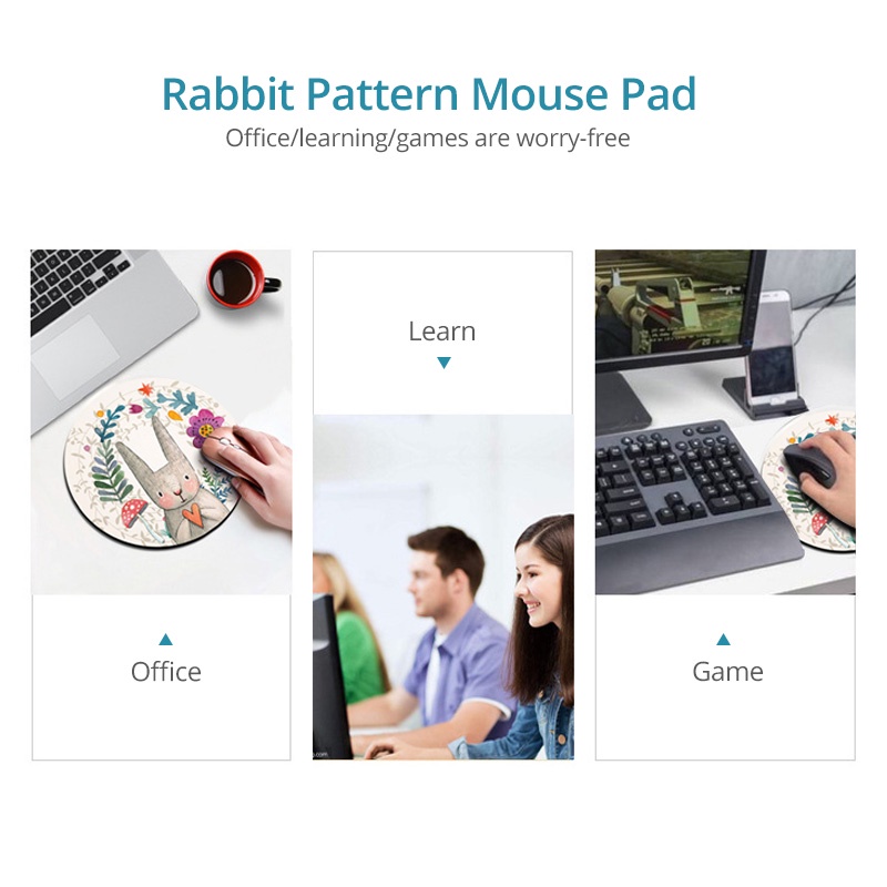 Miếng lót chuột GUUGEI hình tròn họa tiết hoạt hình dễ thương 20cm