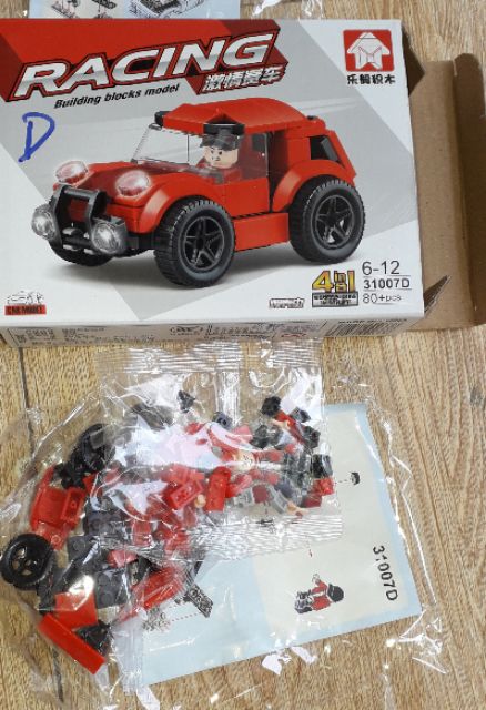 Lắp ráp 1 hộp LegoRacing siêu xe 31007 có nhiều chi tiết bằng nhựa ABS