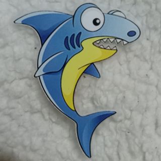 Sticker hình ủi lên vải và quần áo  hình cá mập xanh  kt 7.5*6.5
