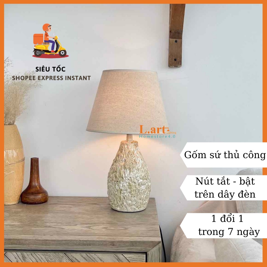 Đèn ngủ để bàn ngọc trai đèn bàn trang trí gốm sứ DY18248