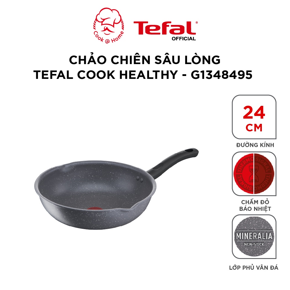 Chảo chiên sâu lòng Tefal Cook Healthy size 24, 26, 28cm G1348495/G1348595/G1348695