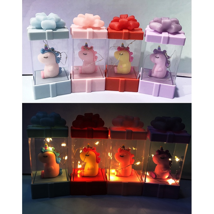 đèn ngủ hộp quà ngựa thần unicorn DHQ25 dễ thương cute hoạt hình