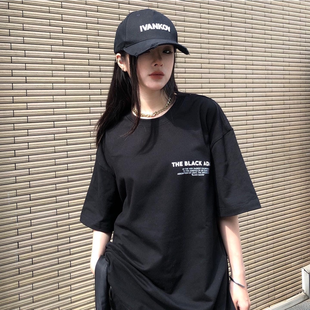 Áo thun tay lỡ The Black Adams, Áo thun unisex nam nữ form rộng oversize chất liệu Cotton