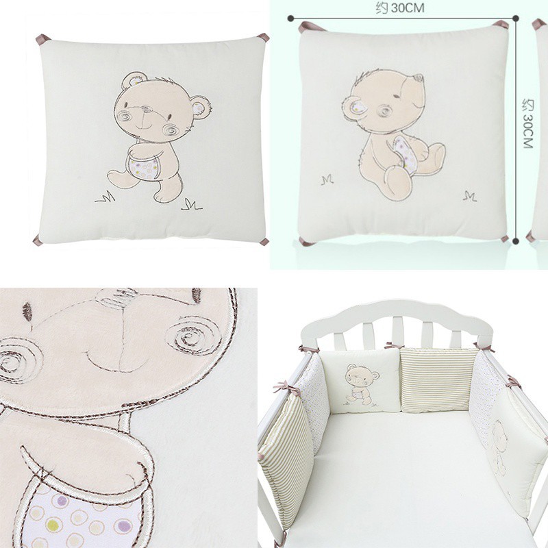 Set 6 tấm chắn bảo vệ bằng cotton mềm mại gắn thành giường ngủ em bé