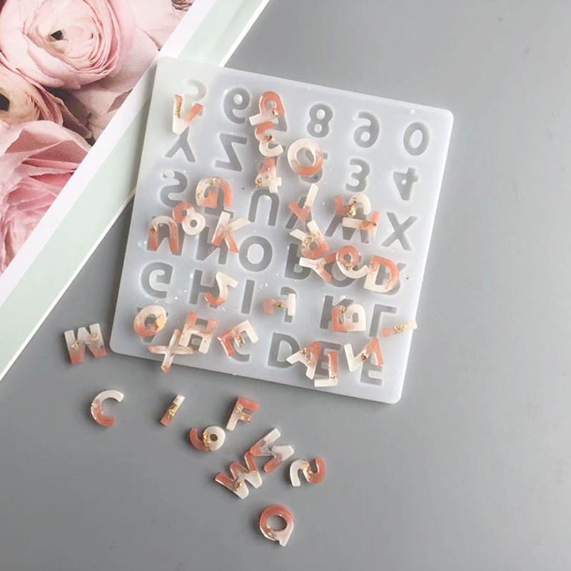 Khuôn Silicon Làm Trang Sức Thủ Công DIY Tạo Hình Chữ Cái Tiếng Anh Và Chữ Số Từ Epoxy Resin