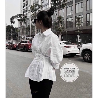 Sơmi peplum xếp eo bigsize (55-90kg)