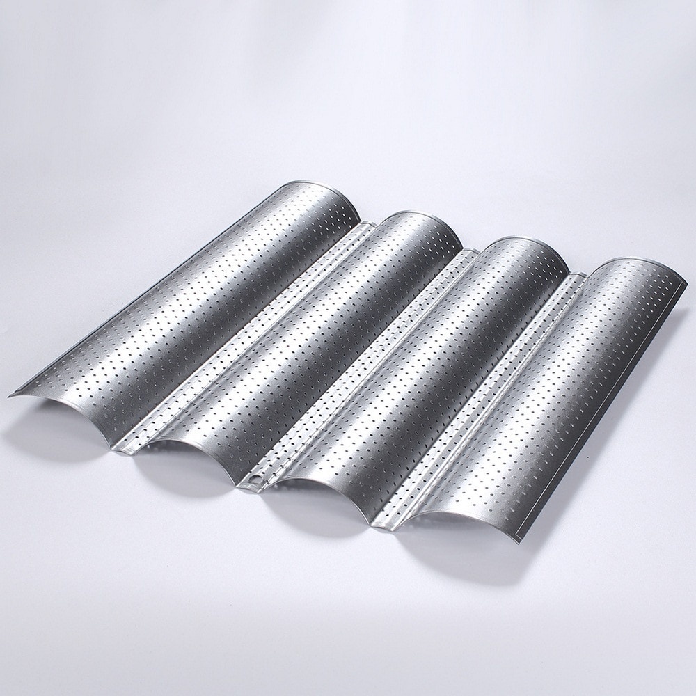 Khay Nướng Bánh Mì Pháp Lượn Sóng Baguette - Nướng Bánh Ngọt - Khuôn Nướng Bánh Mì Dài - Dụng Cụ Làm Bánh