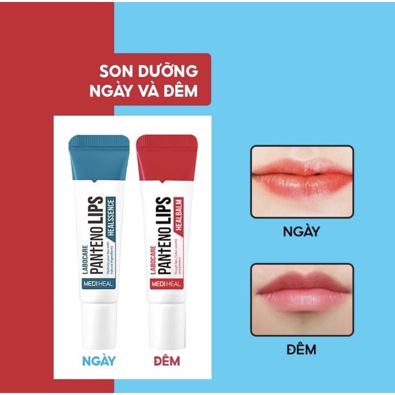 Son Dưỡng MEDIHEAL Labocare Pantenolips Healssence & HealBlam Ngừa Thâm Môi Ngày & Đêm 10ml