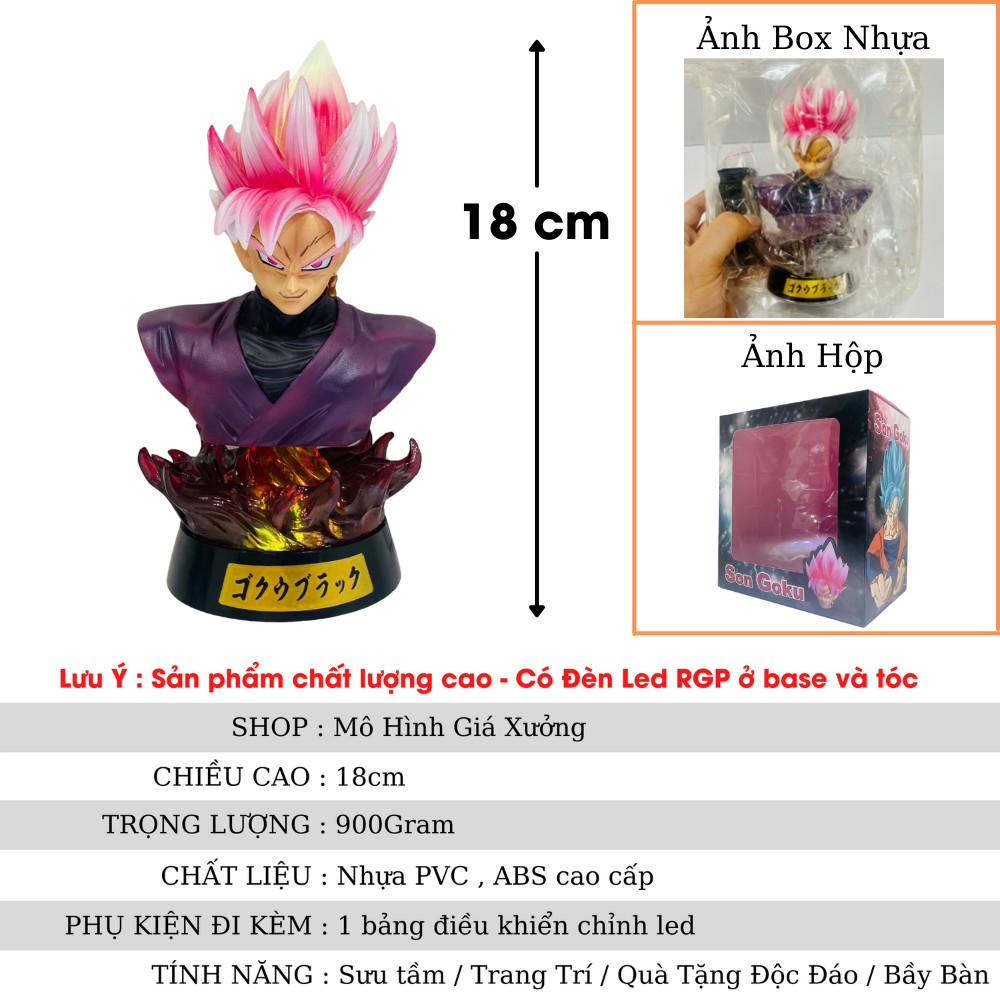 Mô hình Dragon Ball SonGoku Black Pink Tượng Bán Thân + có led cao 18cm , figure 7 viên ngọc rồng sogoku giá xưởng