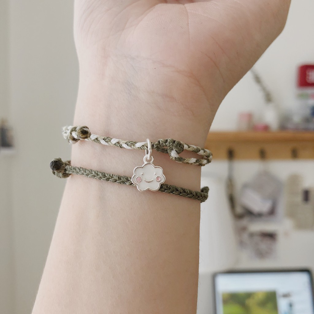 Vòng bính waterproof phối màu charm bạc s925 mặt cười, cá heo, totoro, hoa tuyết, mây, cừu (3)