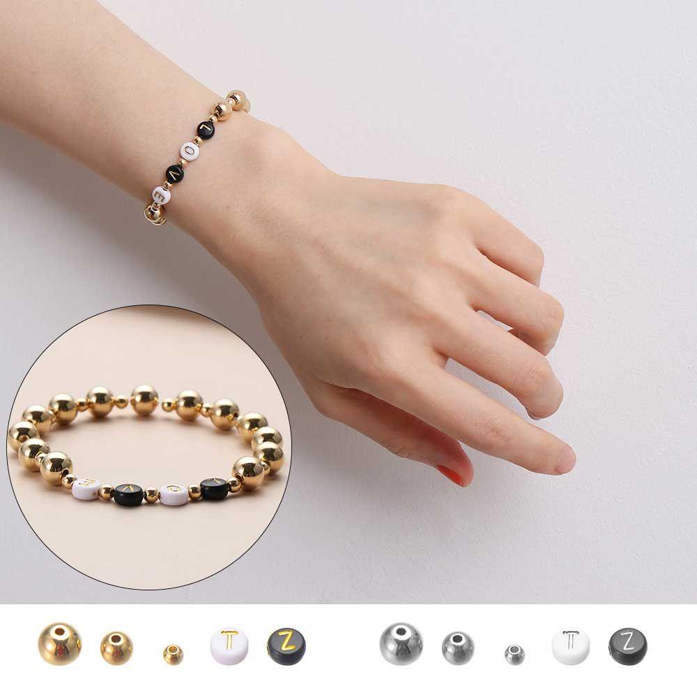 SUMU Set 1600 Hạt Xỏ Lỗ Tròn In Chữ Dùng Để Làm Trang Sức Thủ Công